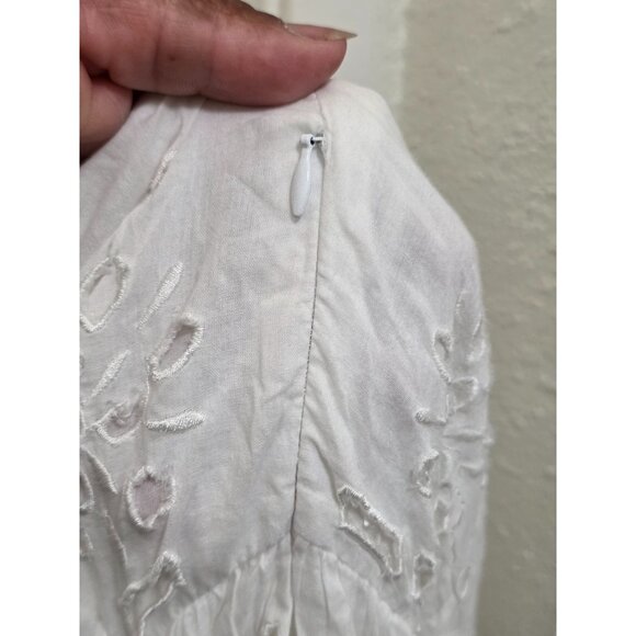 Michael Kors White Eyelet Embroidered Maxi Dress W/ Tie Straps & Ruffle Hem Size - Picture 8 of 9